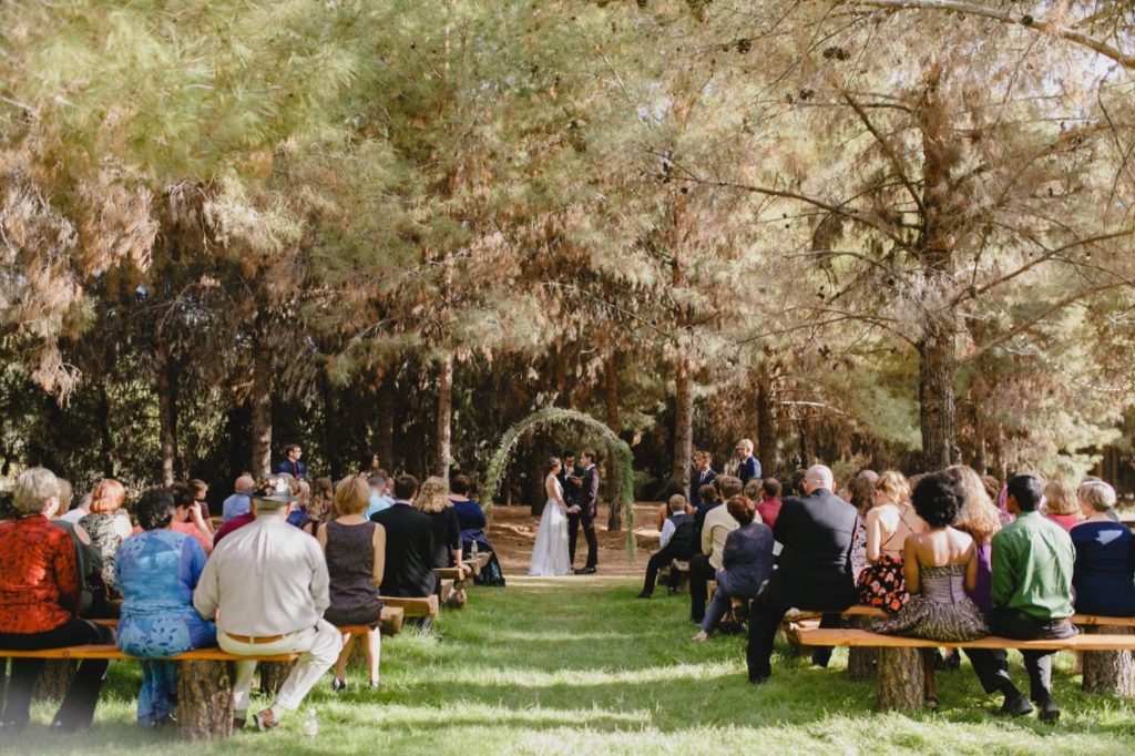 schnepf farms arizona outdoor wedding venue ceremony space in grove of trees